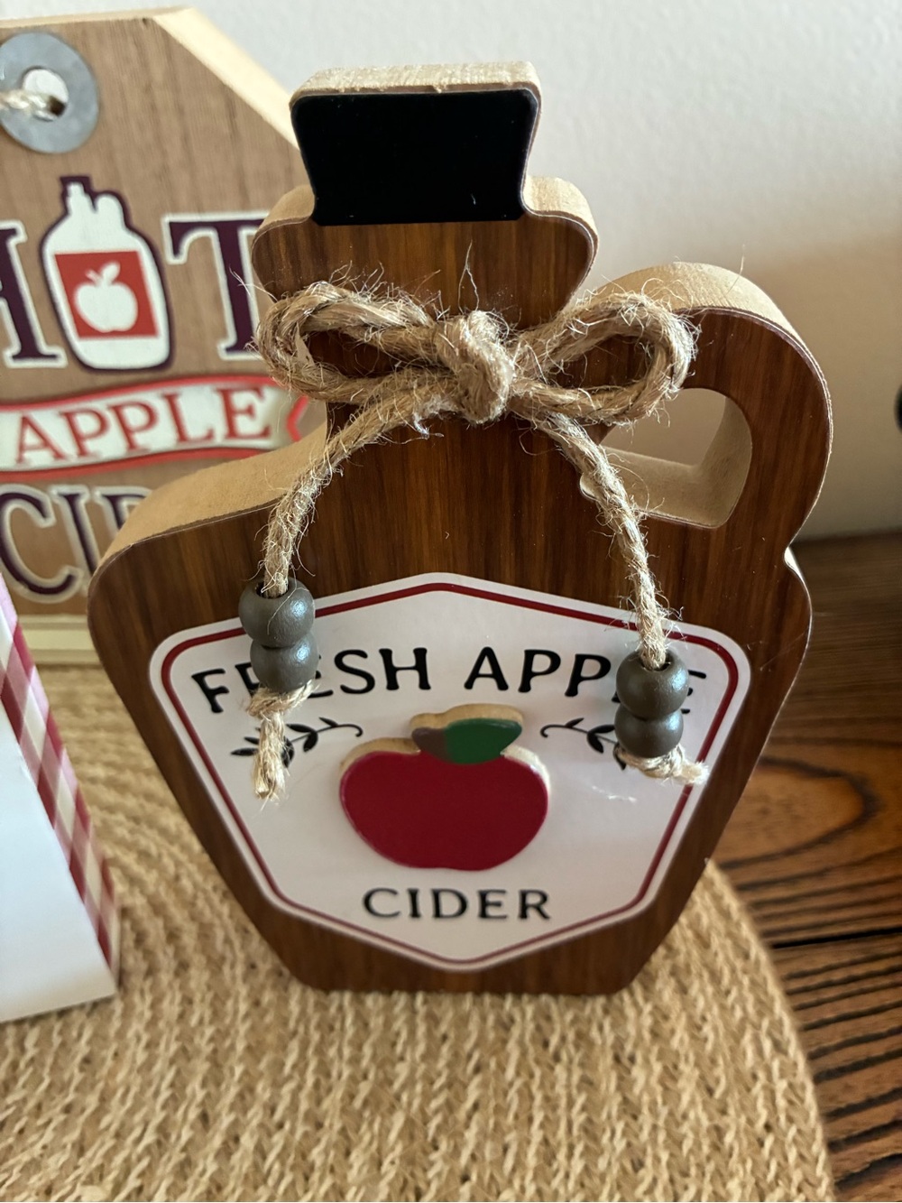 Rustic Apple Pie & Cider Wall Decor Set - Neutral Brown and Red - Picture 7 of 9